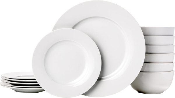 18-Piece White Porcelain Dinnerware Set for 6