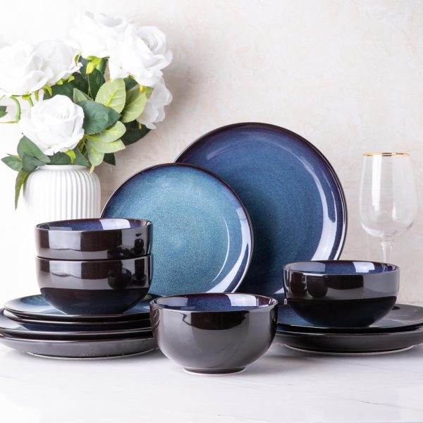 12-Piece Reactive Glaze Stoneware Dinnerware Set for 4
