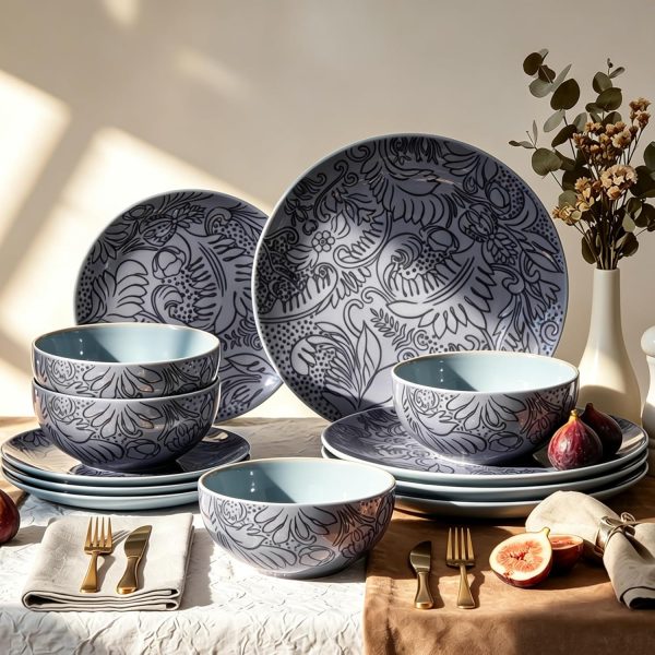 12-Piece Scandinavian Stoneware Dinnerware Set for 4